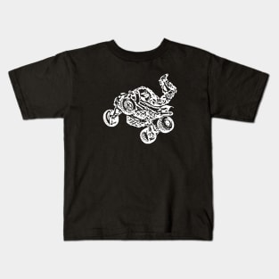 ATV Quad Freestyle White Sketch Art Kids T-Shirt